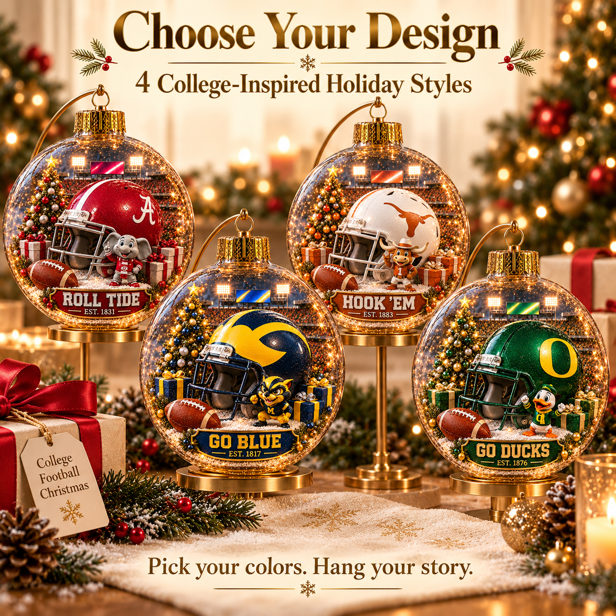 🏈🎄 Light-Up College Football Christmas Ornament