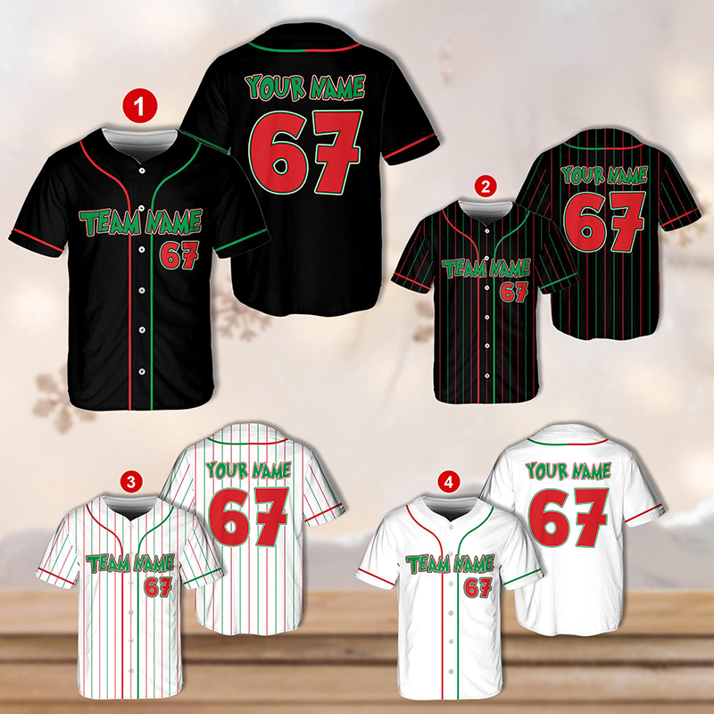 Personalized Name Six Seven Meme Christmas Teacher Baseball Jersey