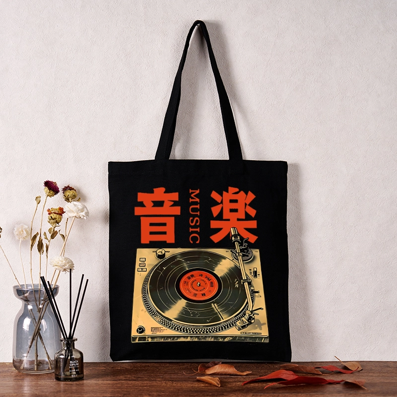 Tokyo-Tiger Retro Music Record Player Tote Bag