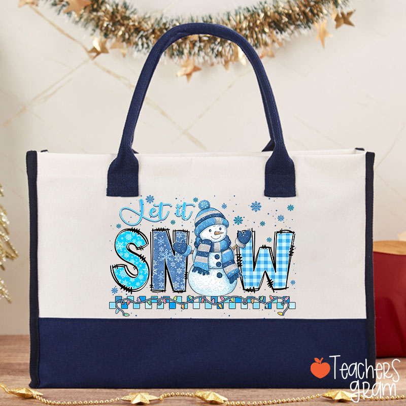 Let It Snow Cute Snowman Teacher Cotton Tote Bag
