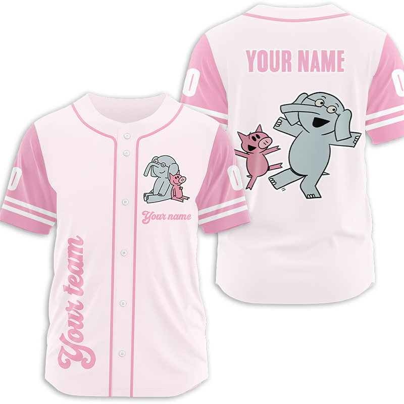 Personalized Name And Number Cute Elephant Teacher Baseball Jersey