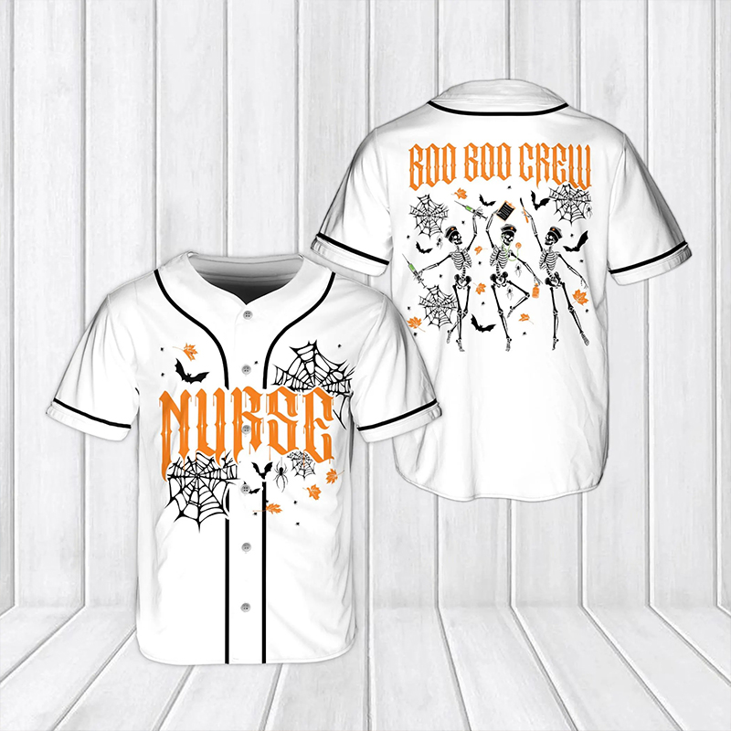 Preppy Solid Halloween Skeleton Game Day Baseball Jersey
