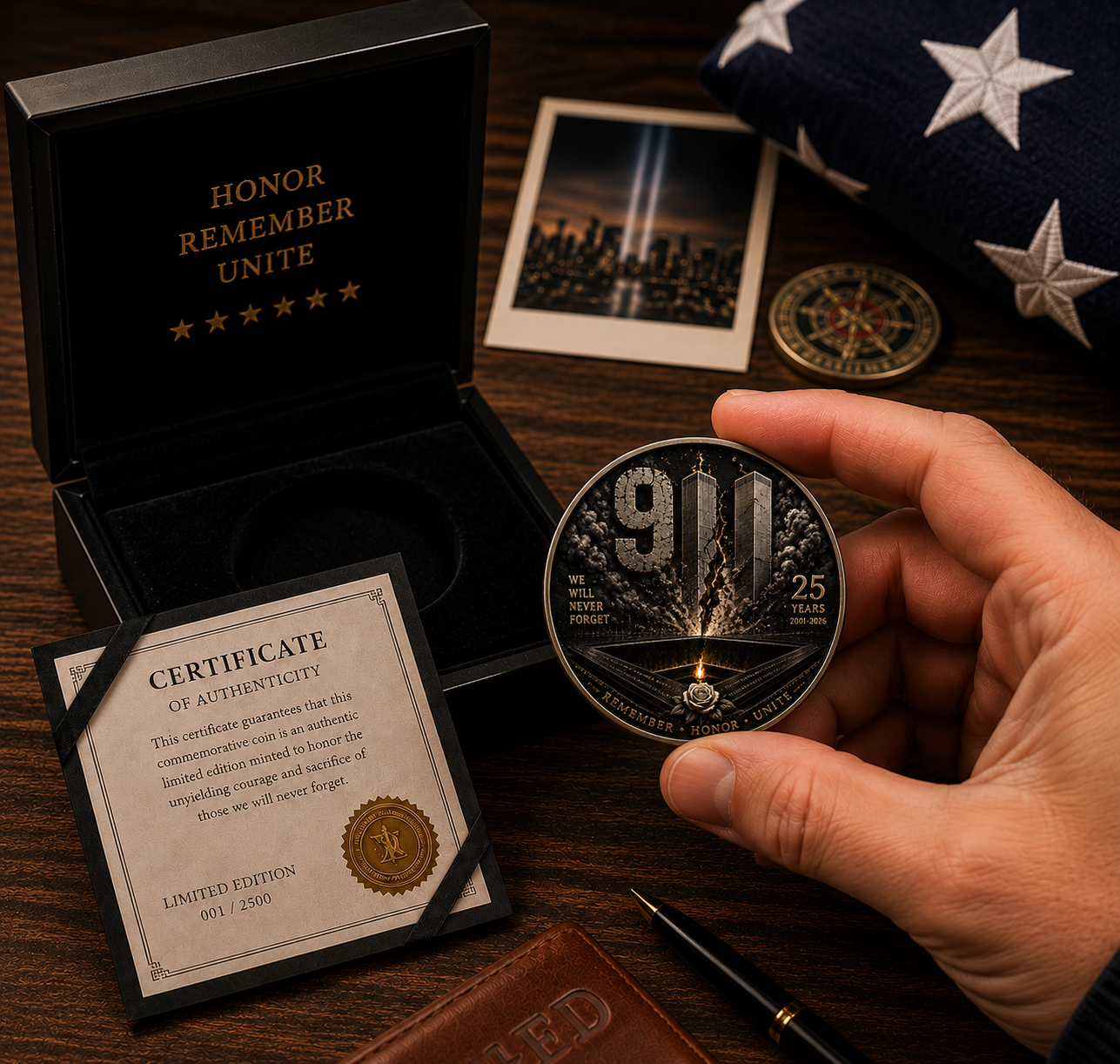 9/11 25th Anniversary Commemorative Coin – Never Forget Memorial Collectible (2001–2026)
