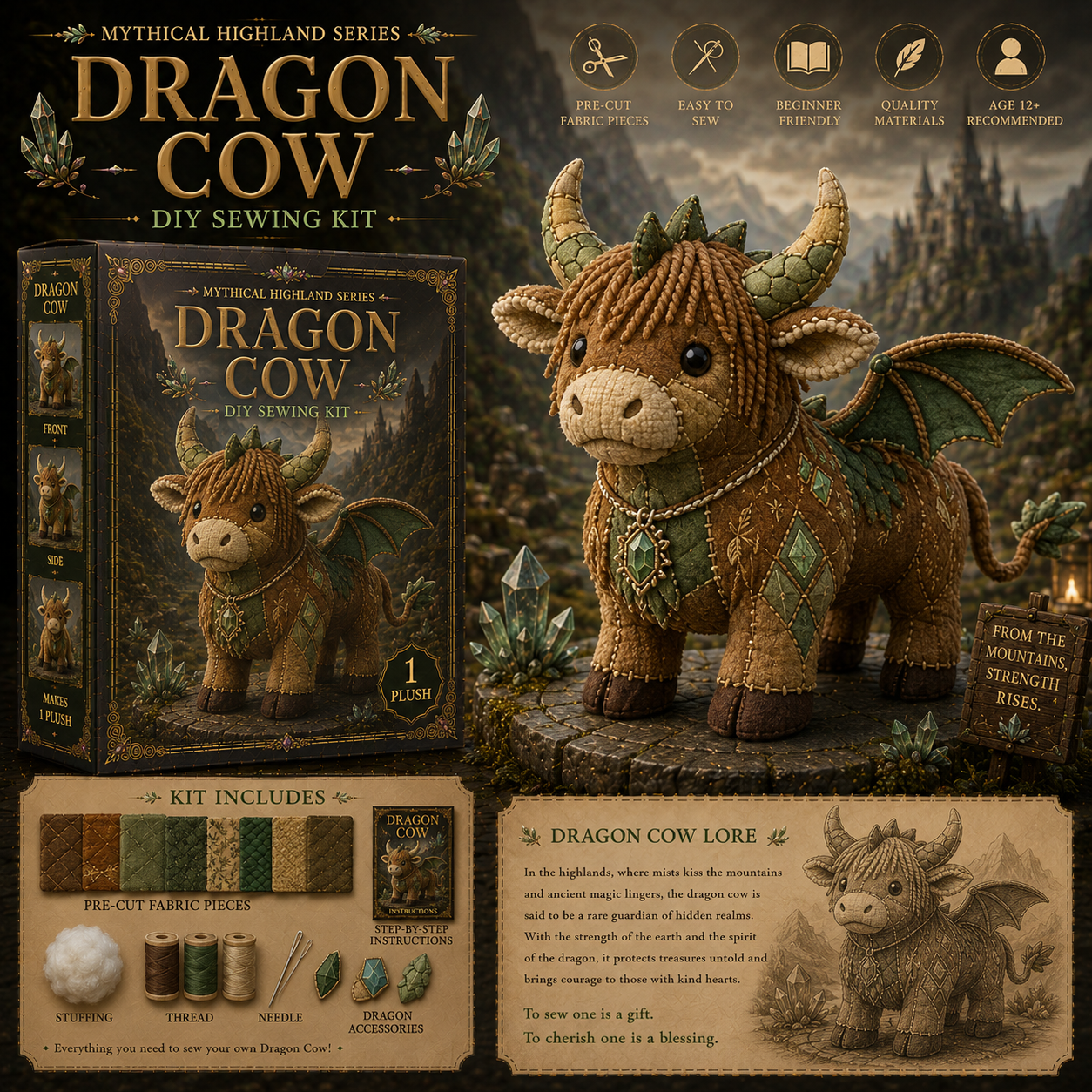 Mythical Highland Cow DIY Sewing Kit 🐮✨🔥New product launch🌙🔥