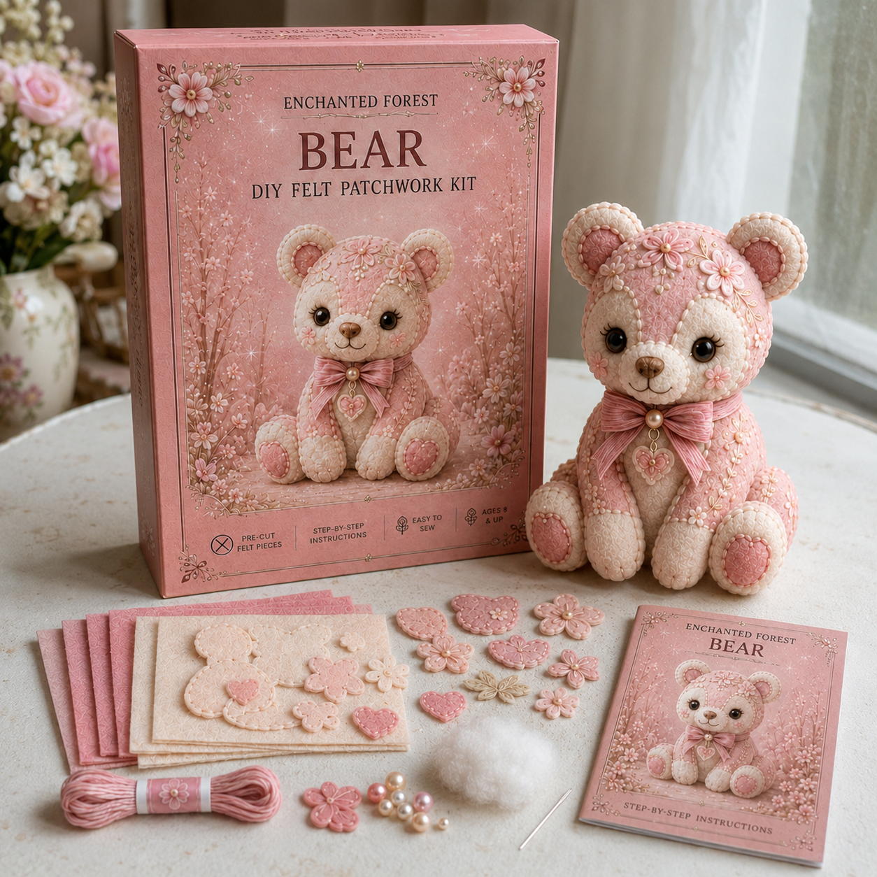 💗Pink Woodland Friends DIY Felt Sewing Kit – Make Your Own Cute Animal