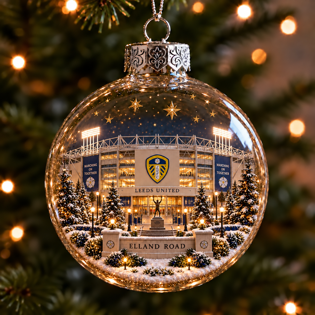 ⚽🎄 Light-Up Football Stadium Christmas Ornament