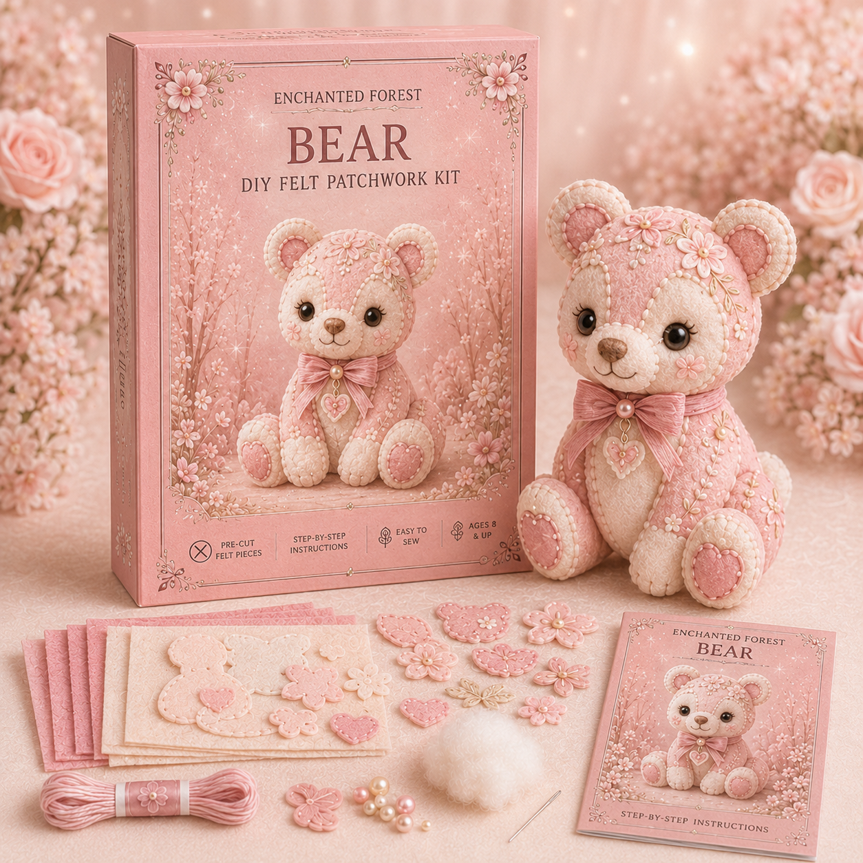 💗Pink Woodland Friends DIY Felt Sewing Kit – Make Your Own Cute Animal
