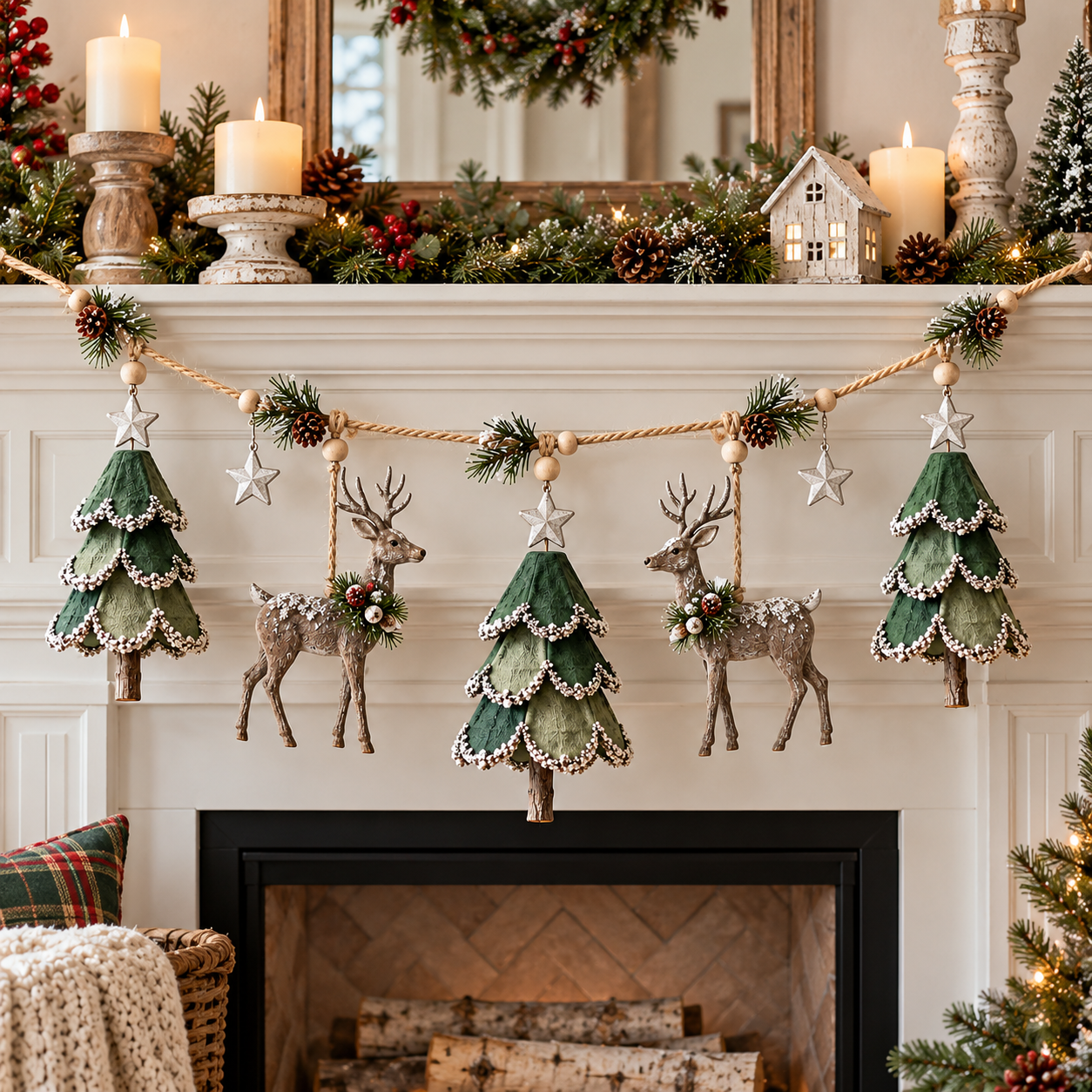 Lighted Woodland Christmas Garland