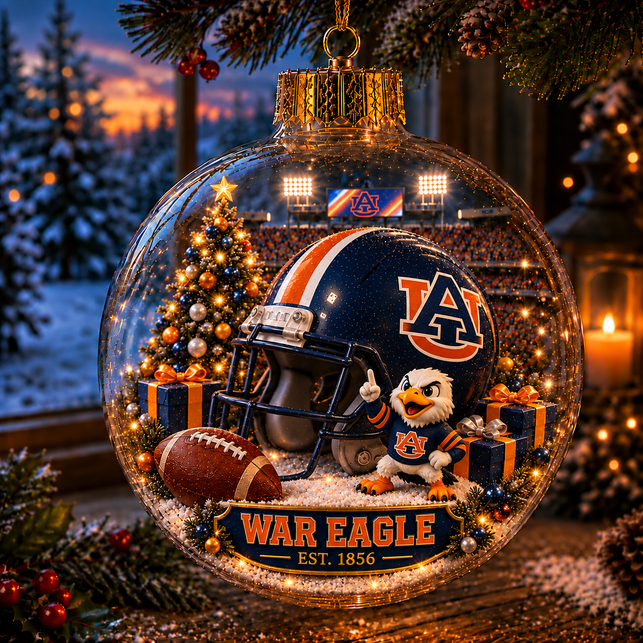 🏈🎄 Light-Up College Football Christmas Ornament