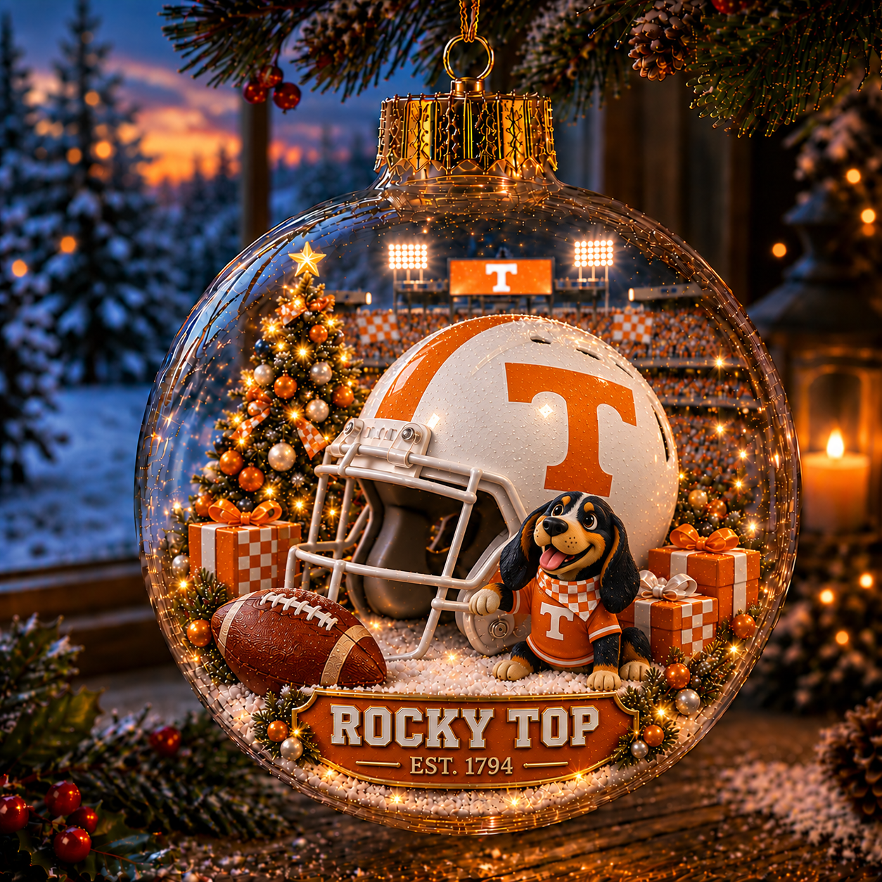 🏈🎄 Light-Up College Football Christmas Ornament