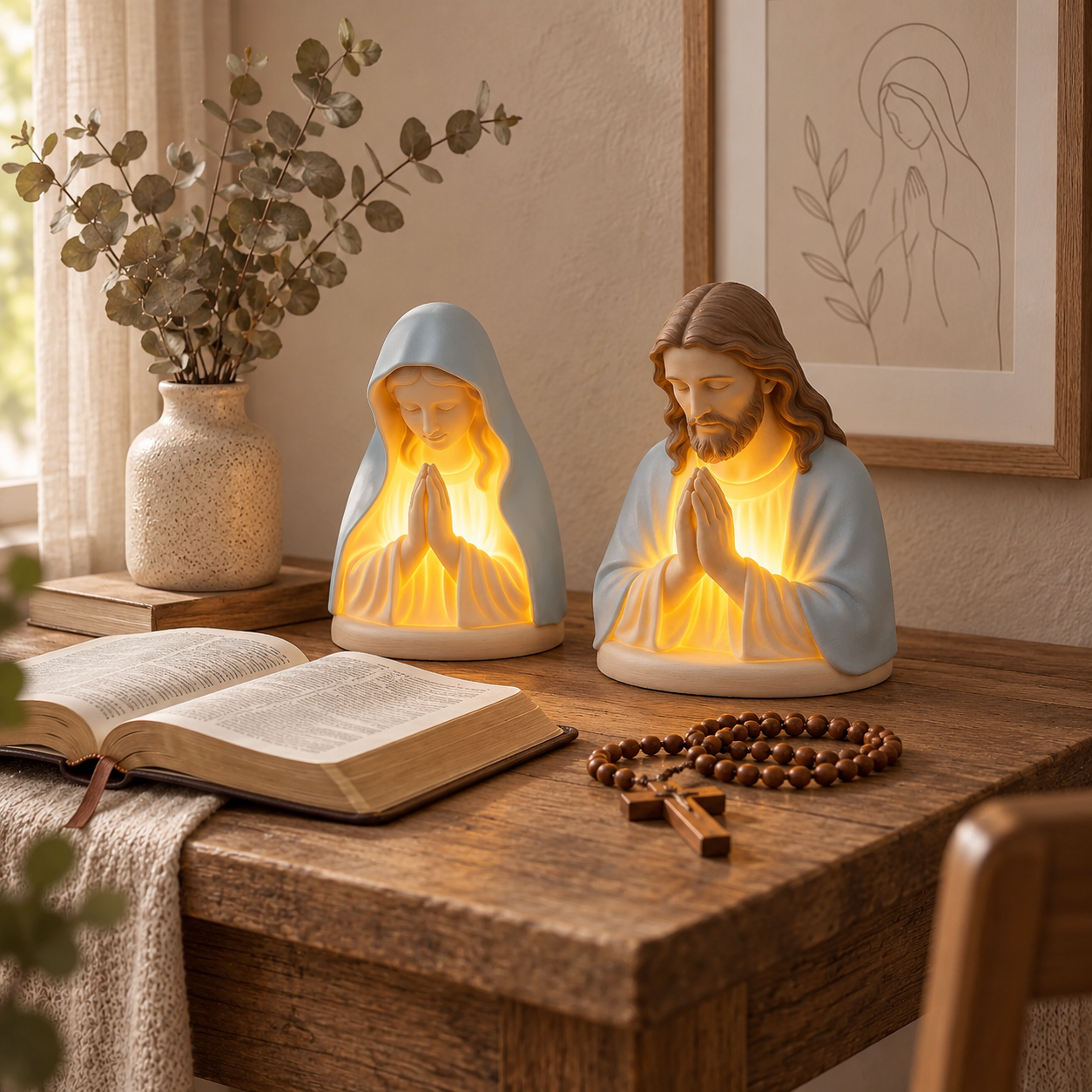 Handmade Resin Christian Prayer Night Light