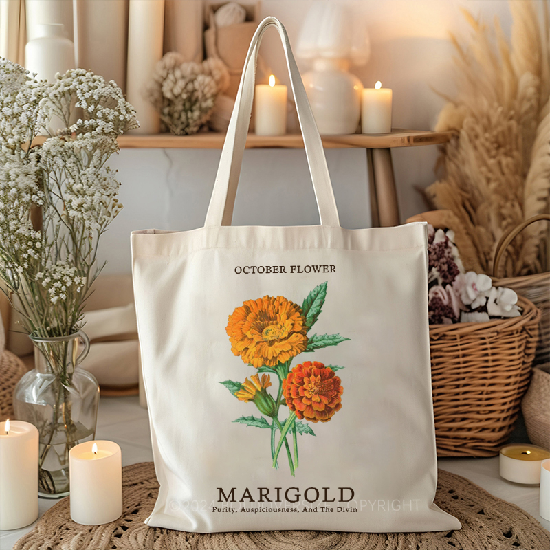 Vintage October Floral Tote Bag