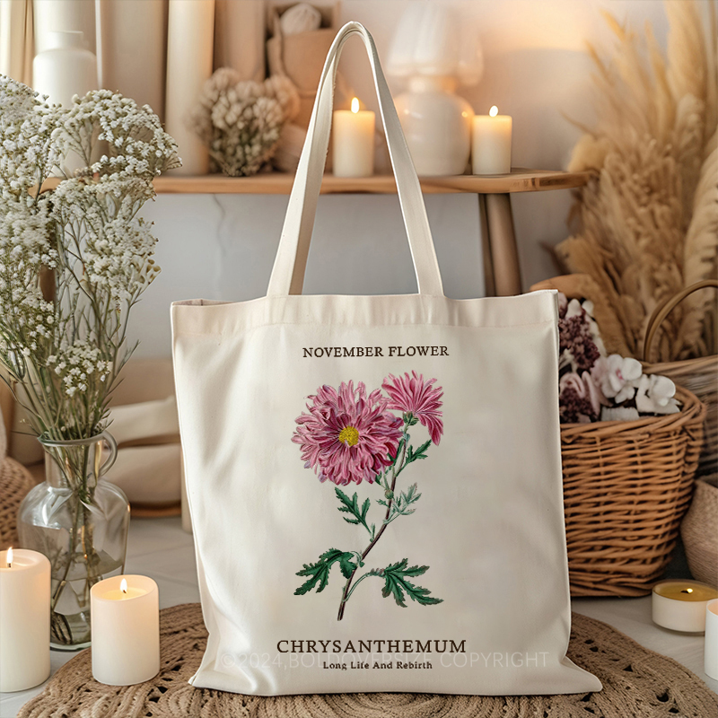 Vintage November Floral Tote Bag