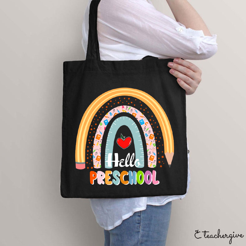 Personalized Hello Preschool Teacher Tote Bag