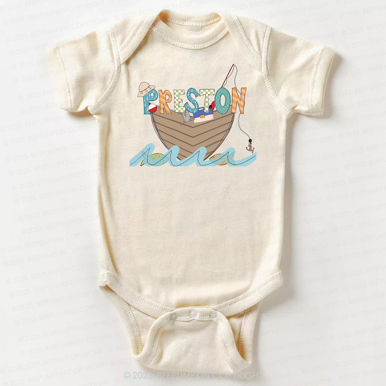 Boat Flowing Water Fishing Bodysuit For Baby