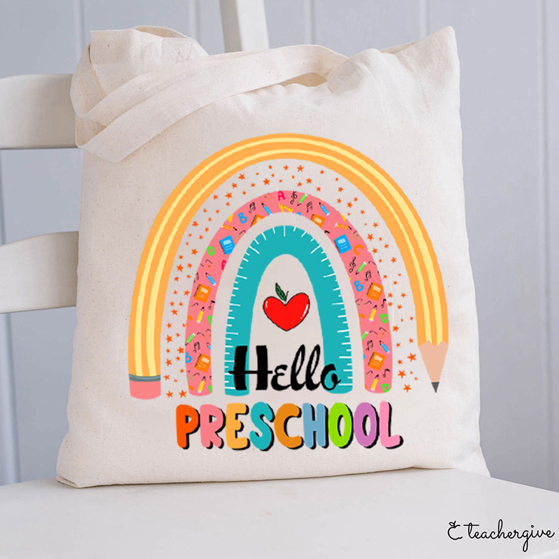 Personalized Hello Preschool Teacher Tote Bag