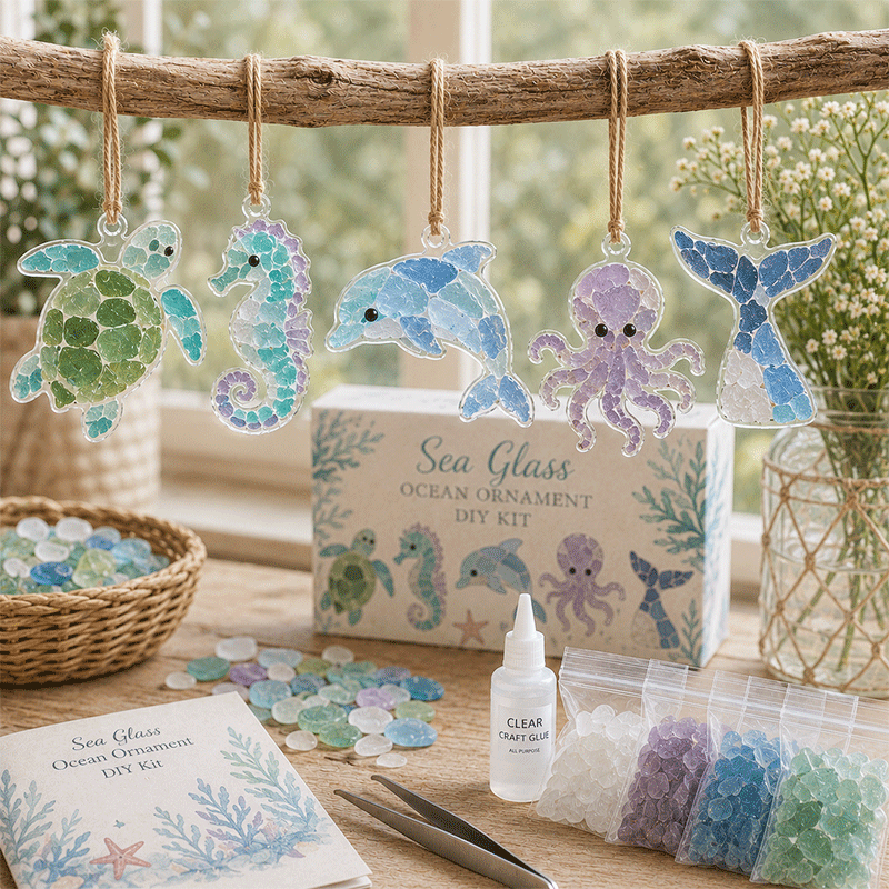 🌟 DIY Sea Glass Collage Kit 🎨🔮✨