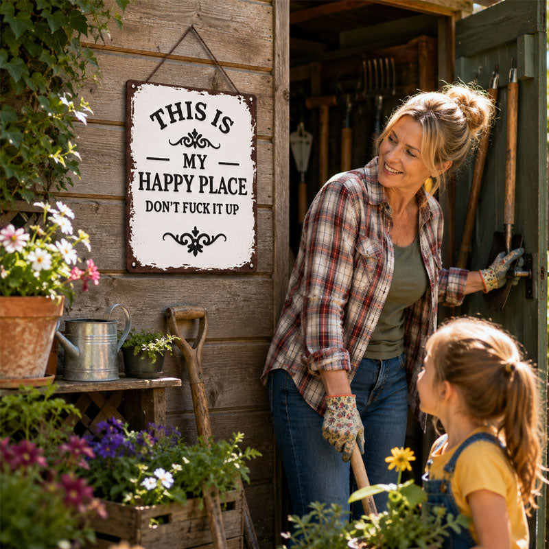 “This Is My Happy Place” Metal Wall Sign