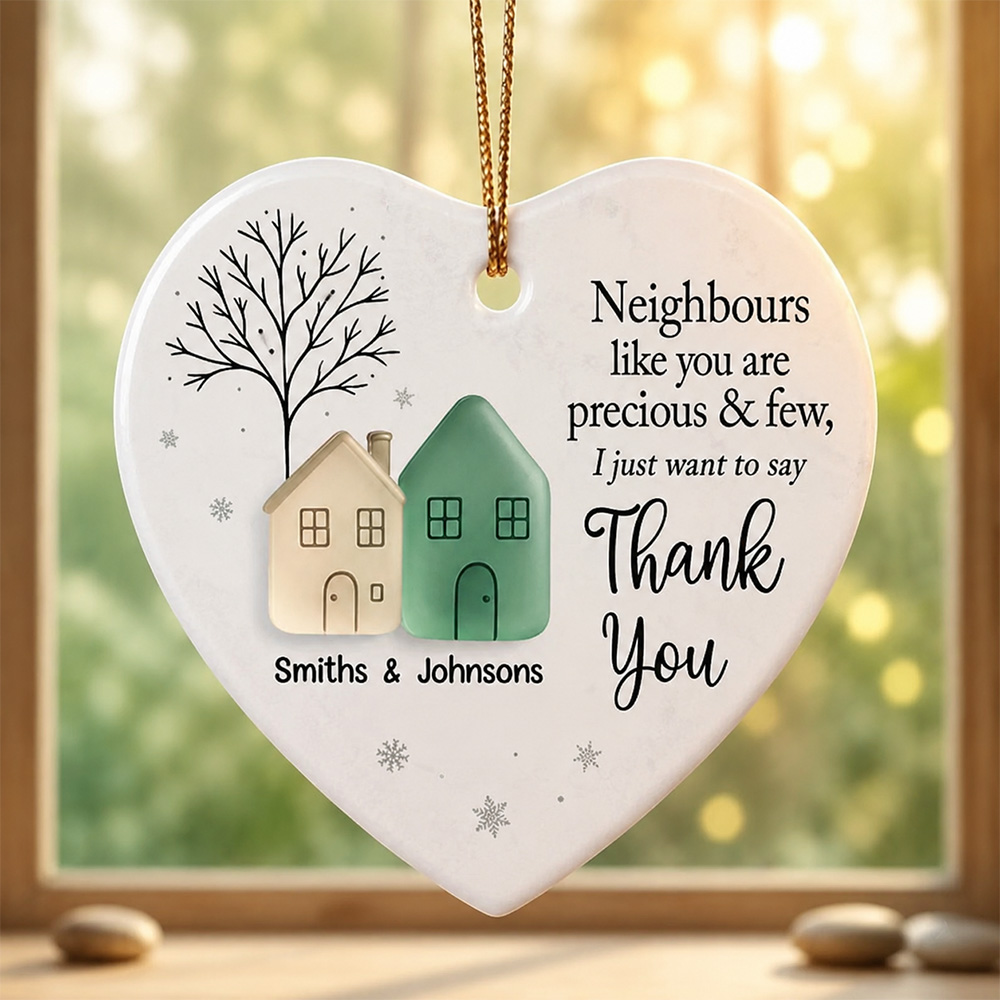 Thank You Neighbors Sea Glass Appreciation Gift - Personalized Ornament - Christmas Thank You Gift