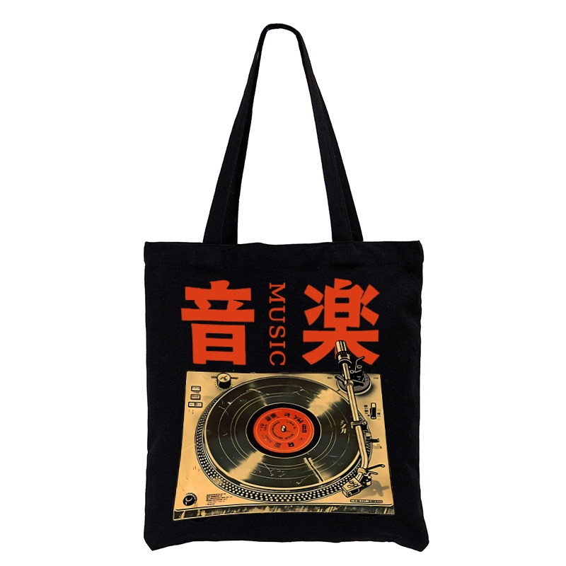 Tokyo-Tiger Retro Music Record Player Tote Bag
