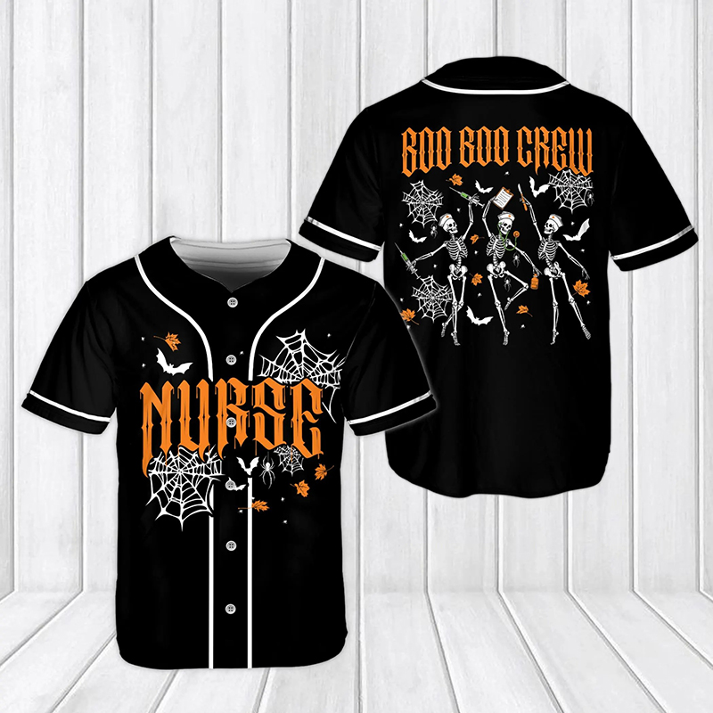 Preppy Solid Halloween Skeleton Game Day Baseball Jersey
