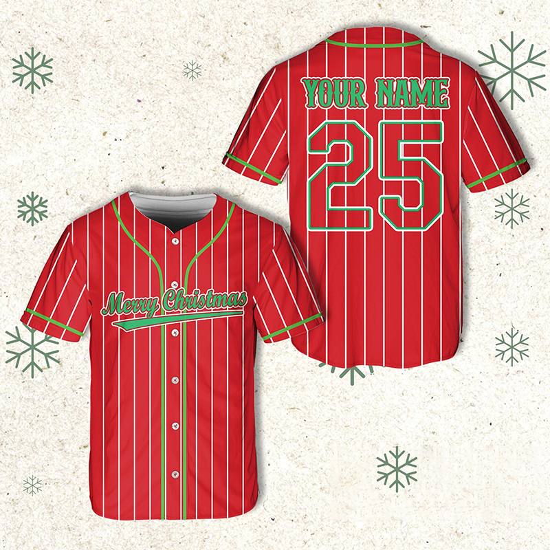 Personalized Name And Number Merry Christmas Teacher Baseball Jersey