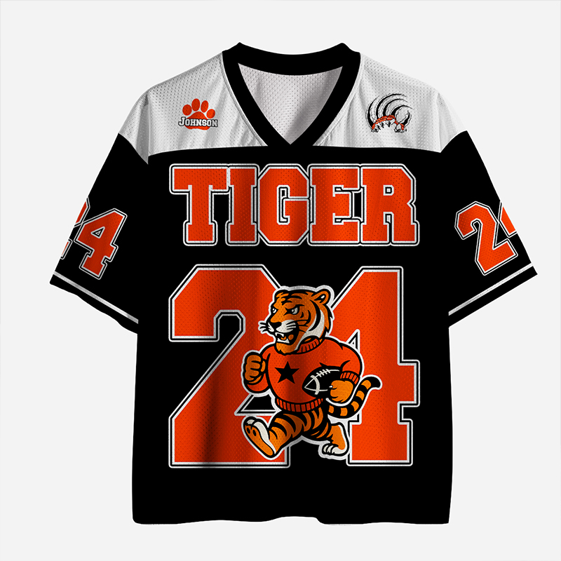 Personalized Name And Number Tiger Football Teacher Mesh Jersey