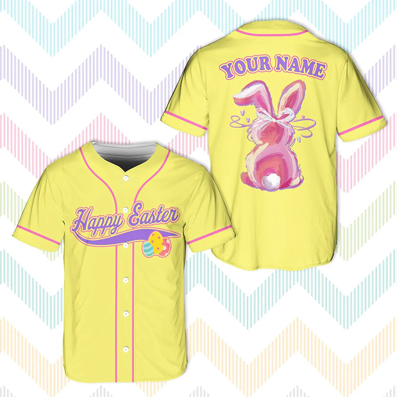 Personalized Easter Cute Bunny Teacher Baseball Jersey
