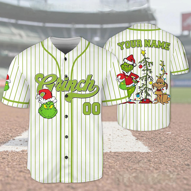 Personalized Name And Number Green Guy And Dog Teacher Baseball Jersey