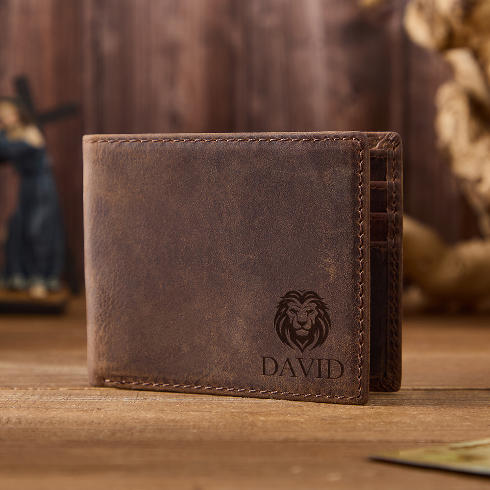 Personalized Lion Leather Wallet