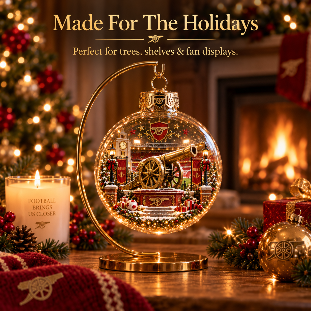 🎄 Victory Through Harmony Light-Up Football Christmas Globe Ornament