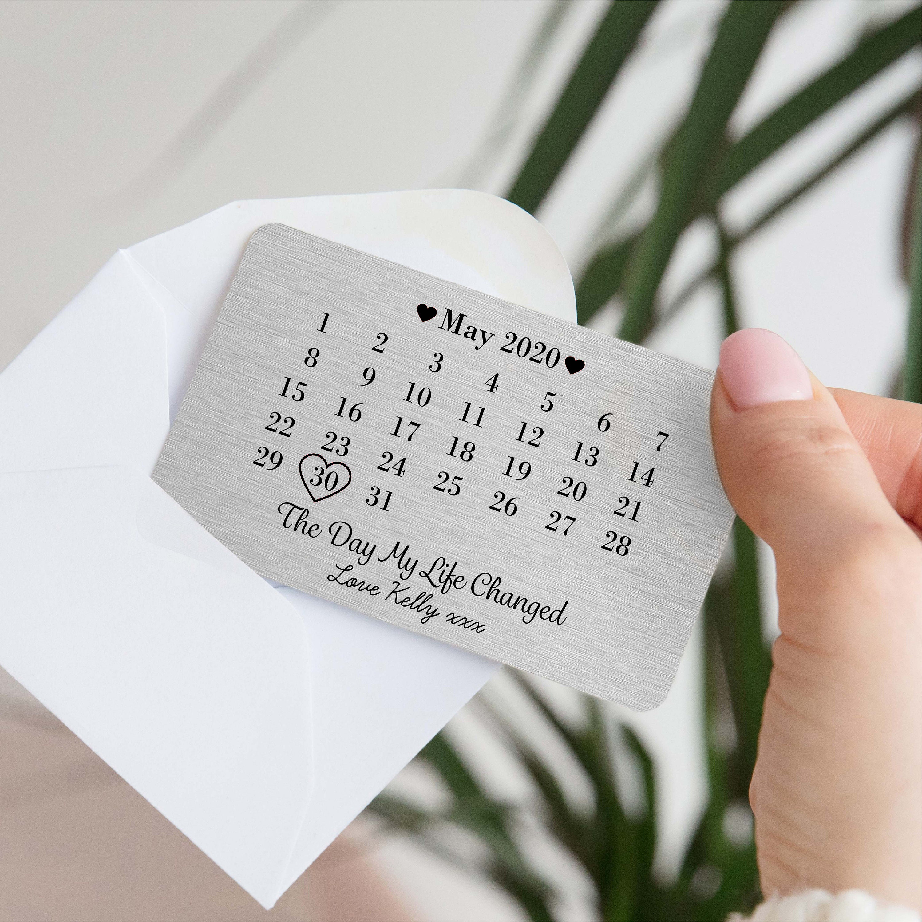 Personalized Day My Life Changed Date Metal Wallet Card