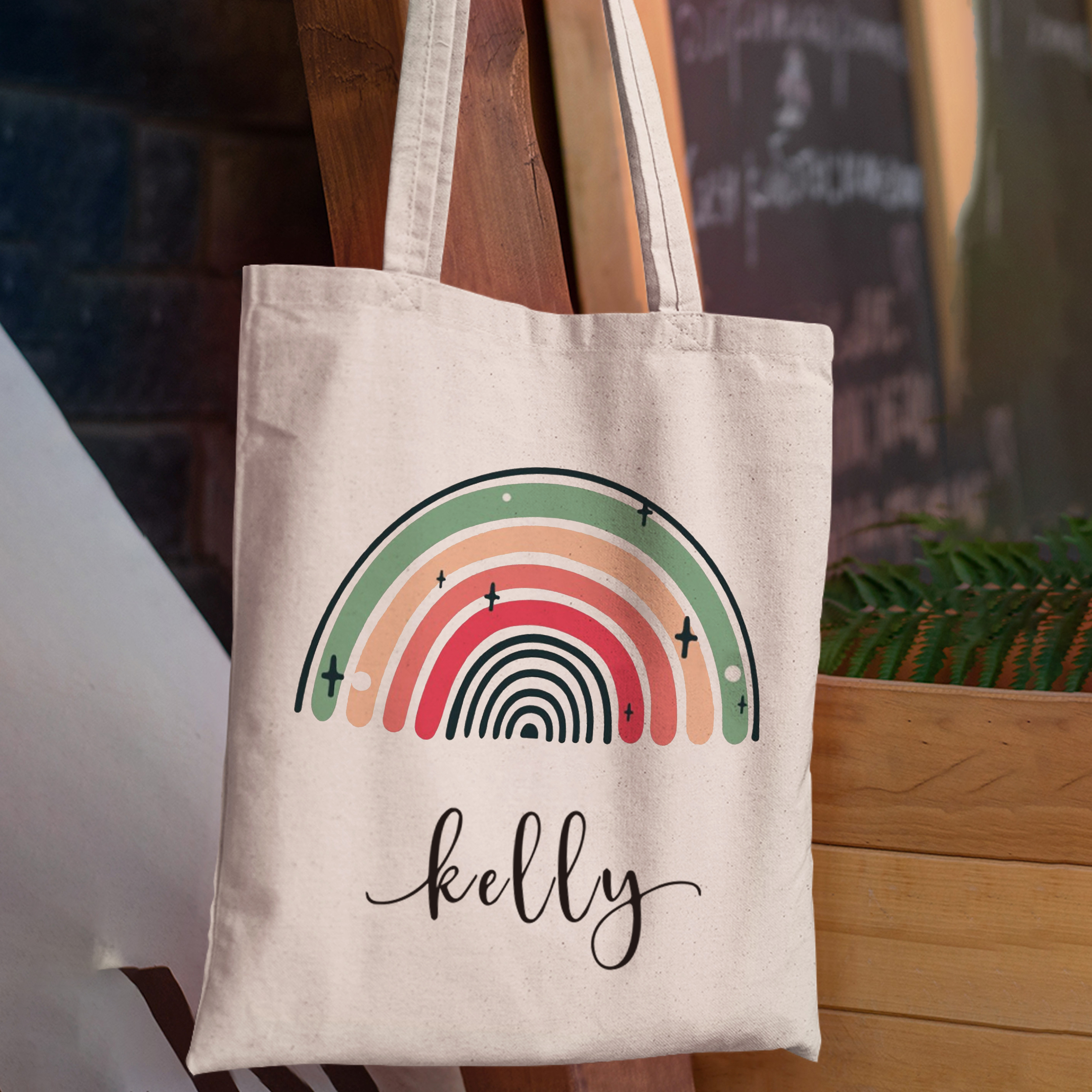 Personalized Colorful Kids Name School Tote Bag