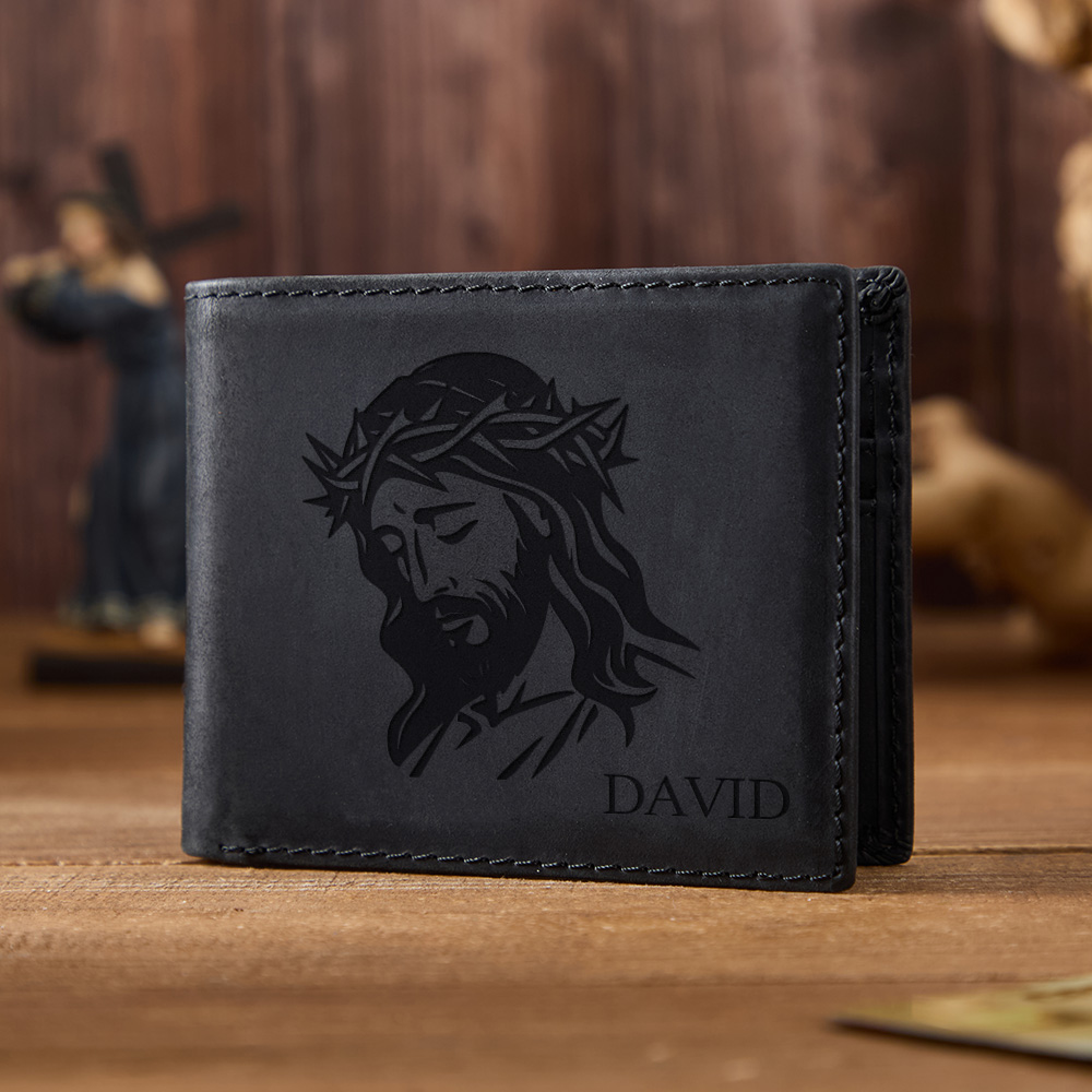 Personalized Jesus Image Leather Wallet