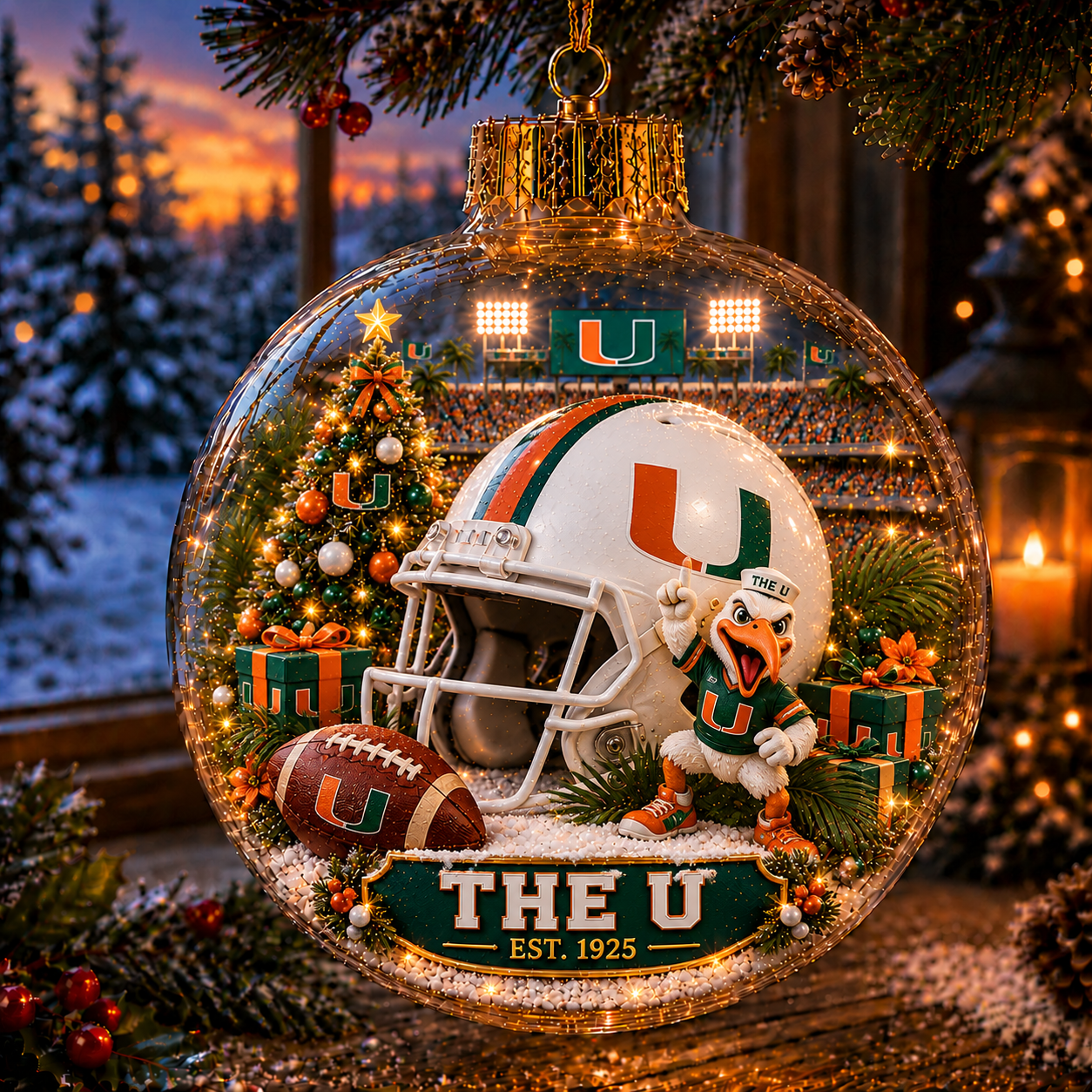 🏈🎄 Light-Up College Football Christmas Ornament