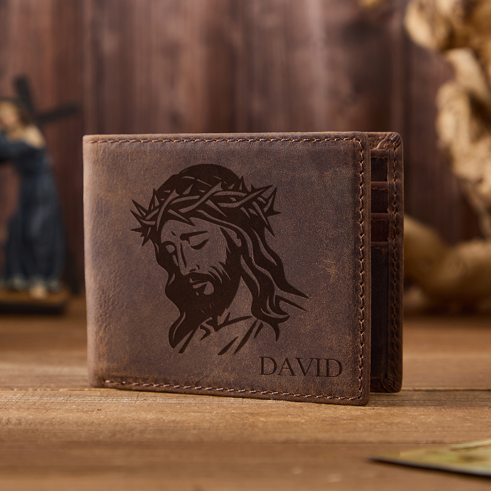Personalized Jesus Image Leather Wallet