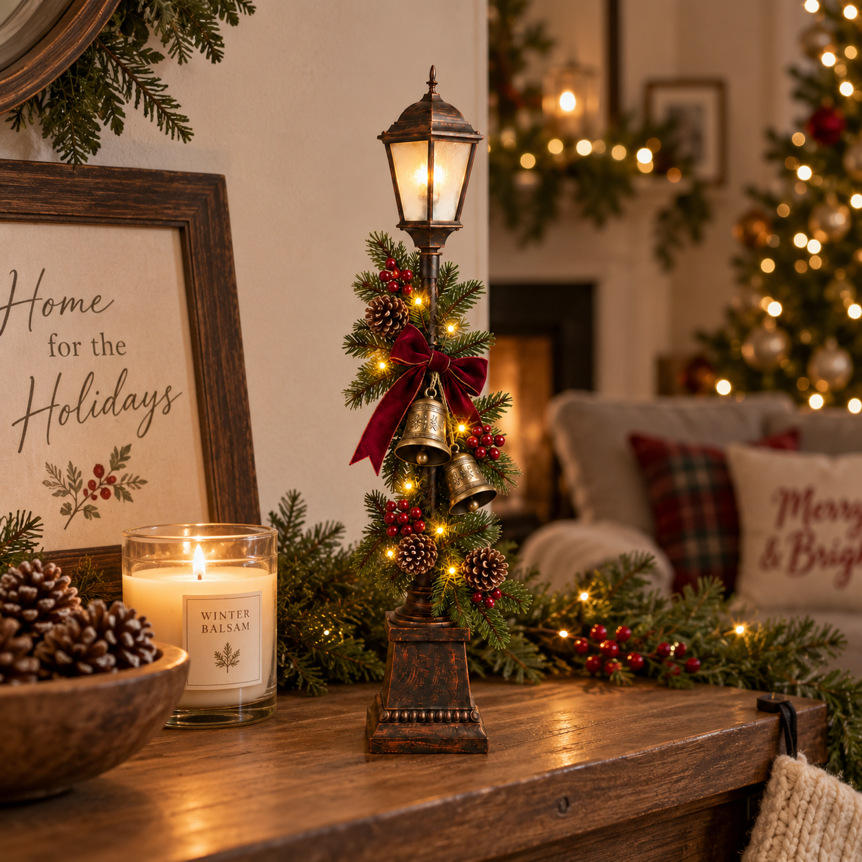 Old Christmas Streetlight – Lighted Tabletop Holiday Decor