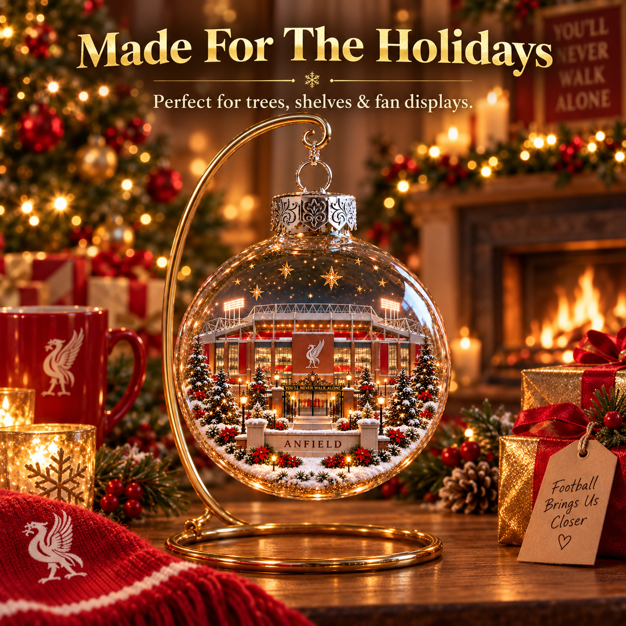 ⚽🎄 Light-Up Football Stadium Christmas Ornament