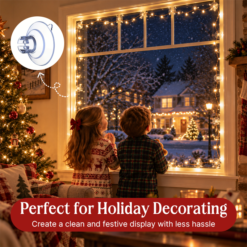 🎄 Christmas Light Suction Cup Clips | Clear Window Light Hangers
