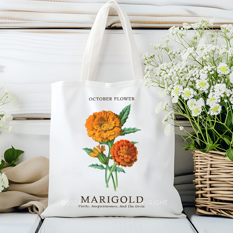 Vintage October Floral Tote Bag