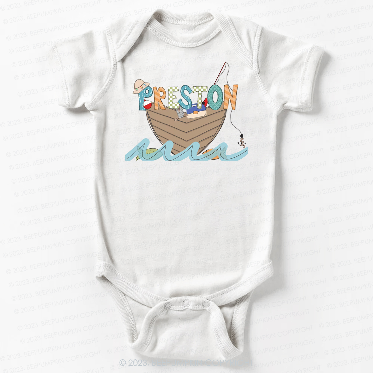 Boat Flowing Water Fishing Bodysuit For Baby