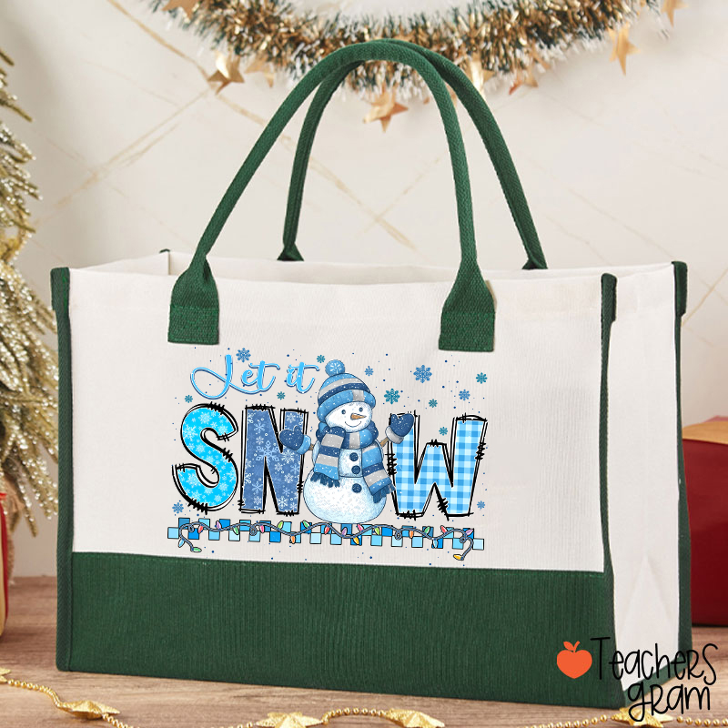 Let It Snow Cute Snowman Teacher Cotton Tote Bag