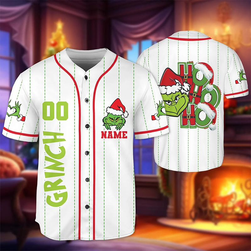 Personalized Name And Number Ho Ho Ho Mean Guy Teacher Baseball Jersey