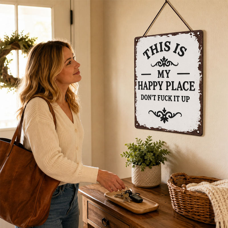 “This Is My Happy Place” Metal Wall Sign