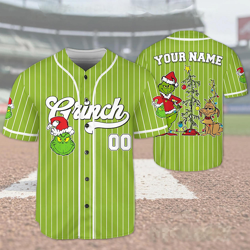 Personalized Name And Number Green Guy And Dog Teacher Baseball Jersey