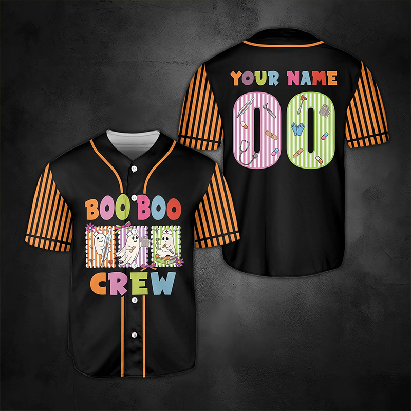 Personalized Boo Boo Crew Halloween Nurse Ghost Medical Baseball Jersey