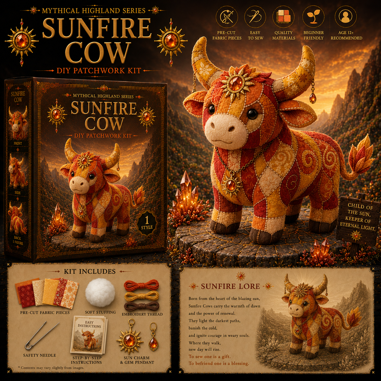 Mythical Highland Cow DIY Sewing Kit 🐮✨🔥New product launch🌙🔥