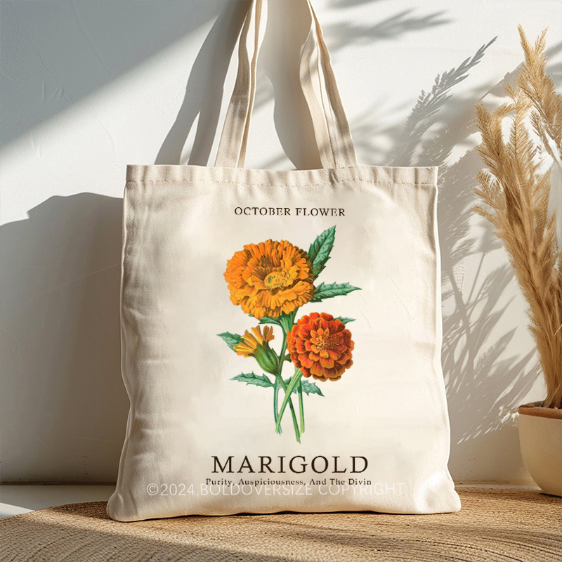 Vintage October Floral Tote Bag