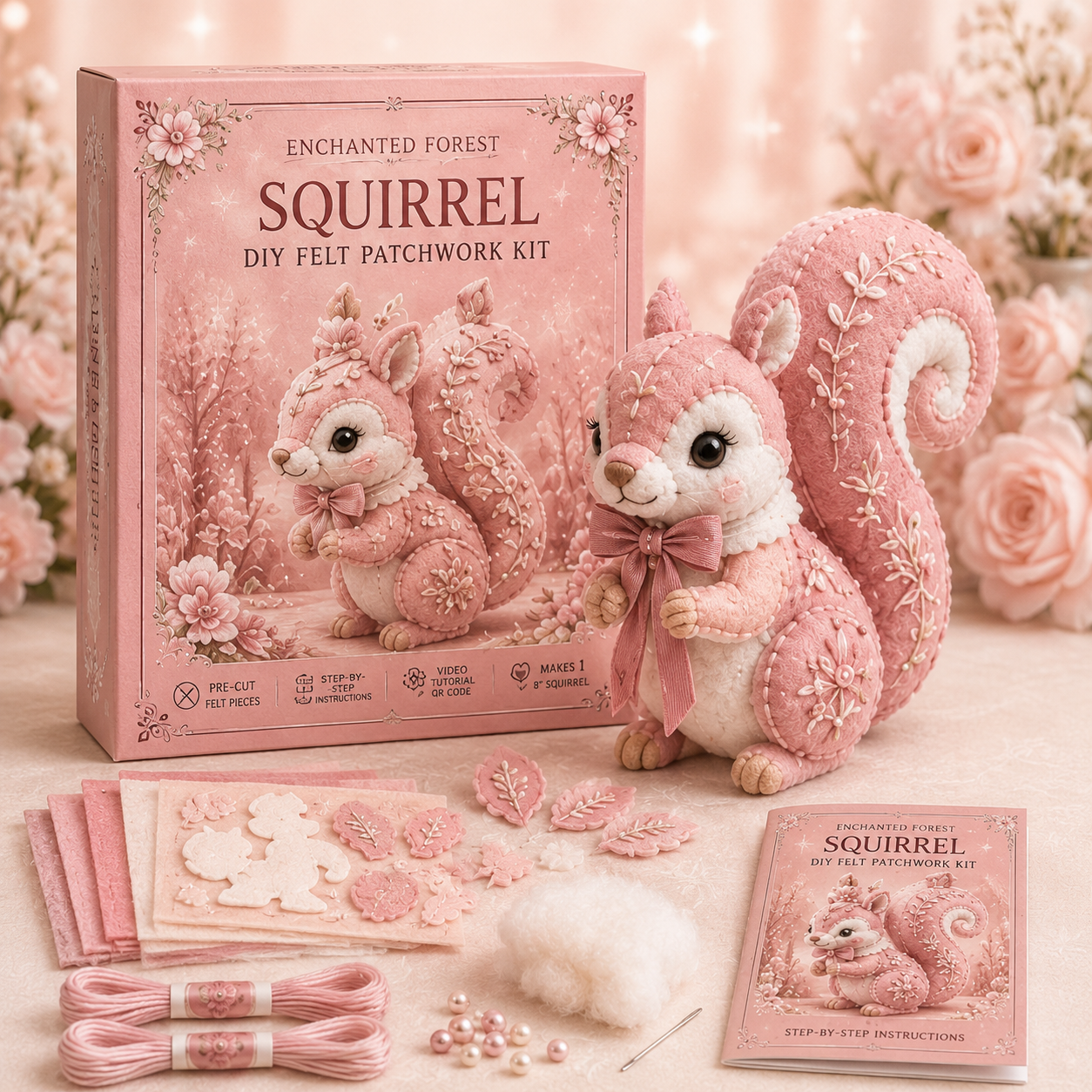 💗Pink Woodland Friends DIY Felt Sewing Kit – Make Your Own Cute Animal