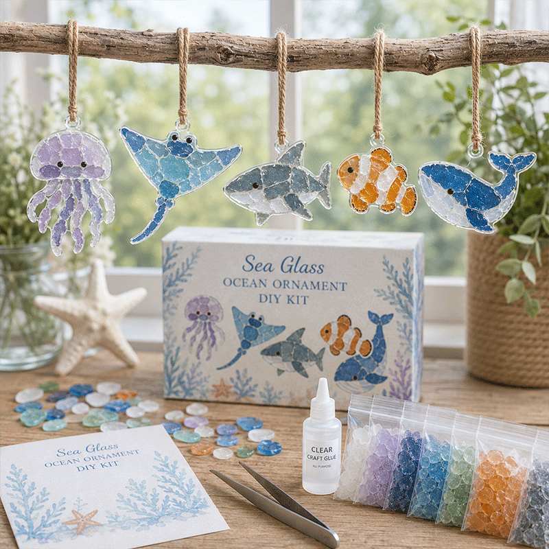 🌟 DIY Sea Glass Collage Kit 🎨🔮✨